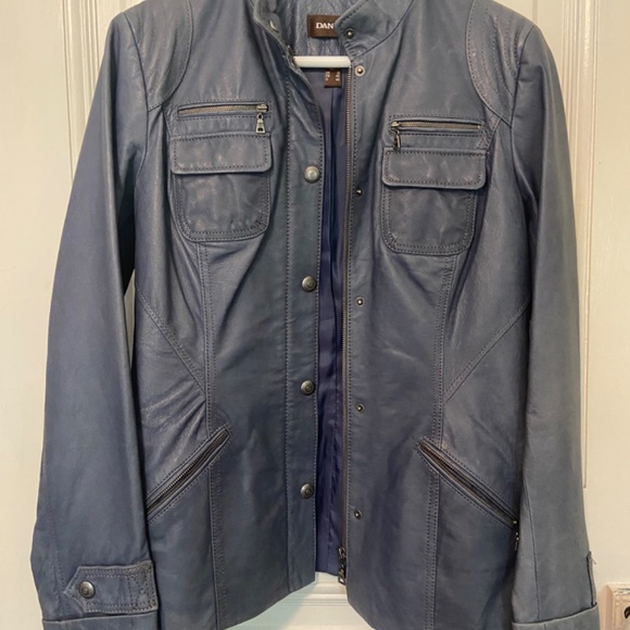 Danier Blue Leather Jacket - Picture 4 of 4